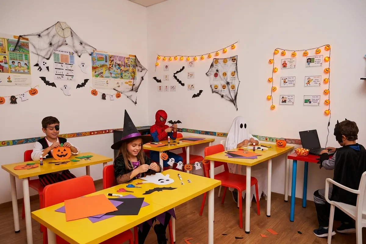 Alumnos de primaria en clase en Teatime